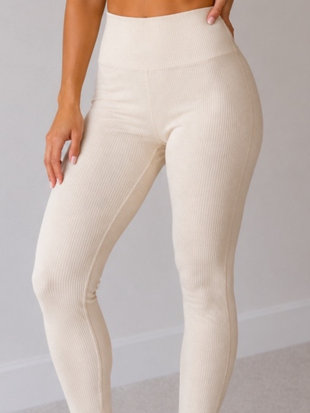 ❤️… Bo + Tee Sculpting High-Waist Cream Leggings